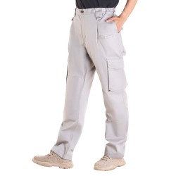 Palosuojatut puuvillahousut täyttä puuvillaa harmaa yhdeksän taskua joustava vyötärö