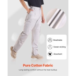 Palosuojatut puuvillahousut täyttä puuvillaa harmaa yhdeksän taskua joustava vyötärö
