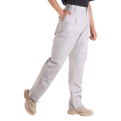 Palosuojatut puuvillahousut täyttä puuvillaa harmaa yhdeksän taskua joustava vyötärö