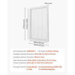 Paluuilmagrilli 50,5x75,5 cm jauhemaalattu teräs avattava etupaneeli sopii 1 tuuman suodattimelle
