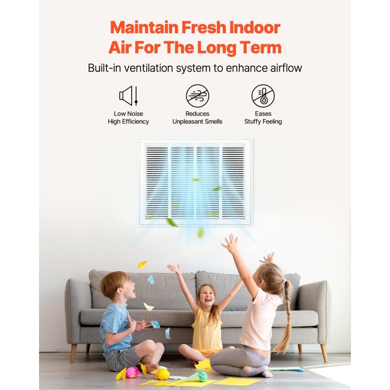 Palautusilmaritilä jauhemaalattu teräs viistot säleet 1-tuuman suodattimelle seinä- ja kattokäyttöön