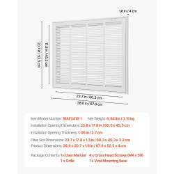 Palautusilmaritilä jauhemaalattu teräs viistot säleet 1-tuuman suodattimelle seinä- ja kattokäyttöön