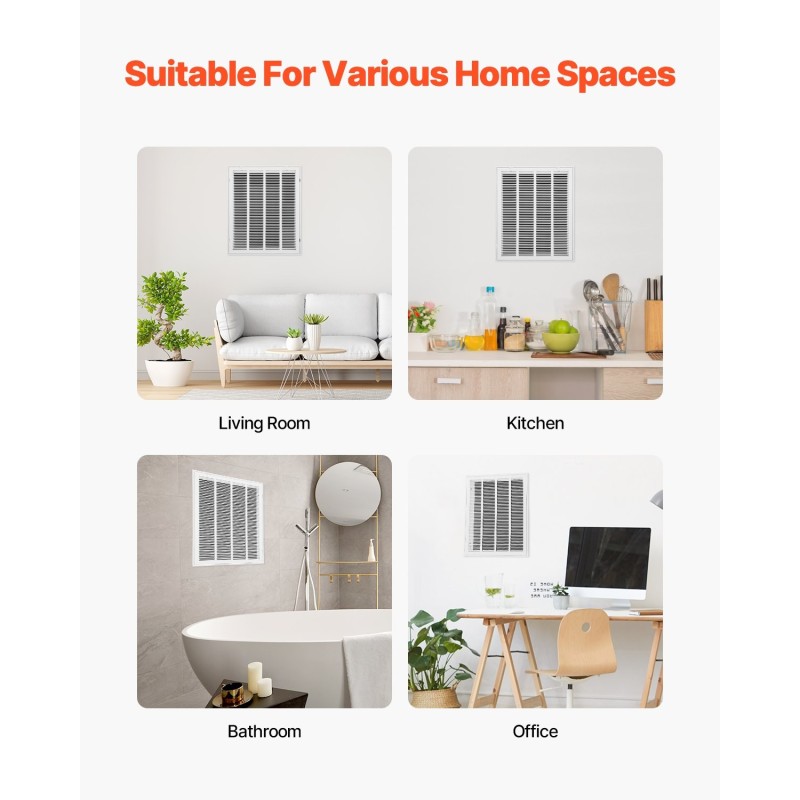 Palautusilmasäleikkö jauhemaalattu teräs 50 x 63 cm irrotettavalla etupaneelilla