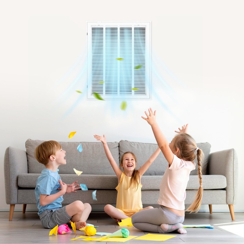 Palautusilmasäleikkö jauhemaalattu teräs 50 x 63 cm irrotettavalla etupaneelilla