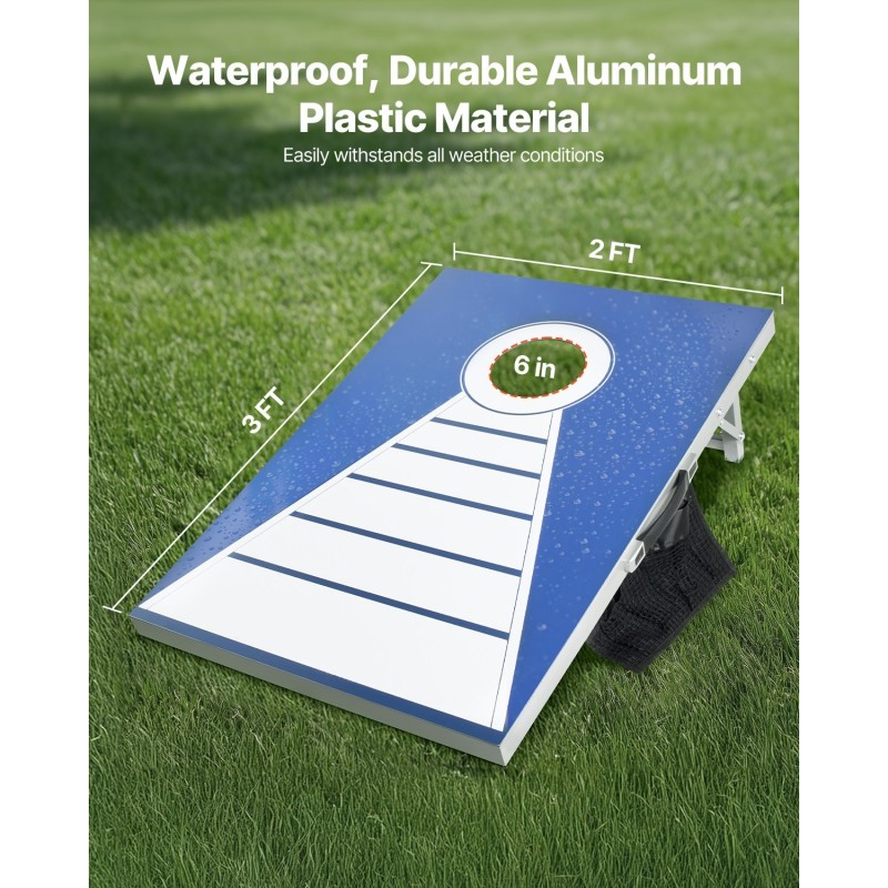 Heittopelilautasetti teräsputkirunko alumiini-muovipinta 915x610 mm 2 lautaa 8 hernepussia säänkestävä taittuva