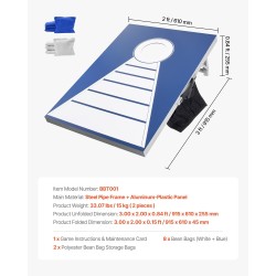 Heittopelilautasetti teräsputkirunko alumiini-muovipinta 915x610 mm 2 lautaa 8 hernepussia säänkestävä taittuva