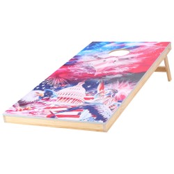 Pussinheittopelisetti kaksi taitettavaa massiivipuista täysikokoista pelilautaa kahdeksan heittopussia kantolaukulla