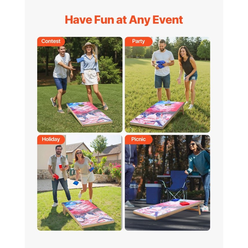 Pussinheittopelisetti kaksi taitettavaa massiivipuista täysikokoista pelilautaa kahdeksan heittopussia kantolaukulla