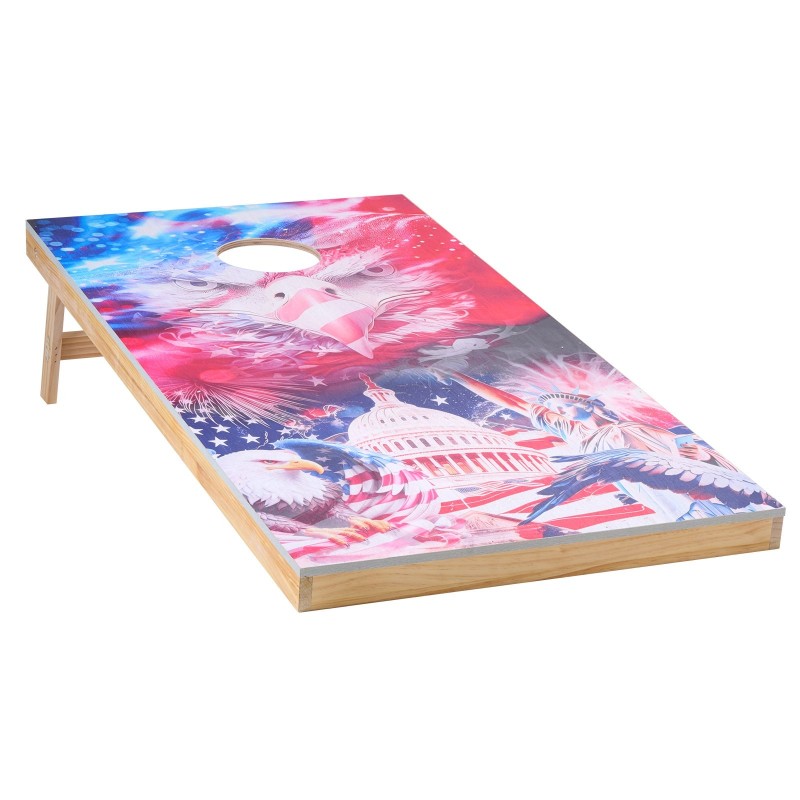 Pussinheittopelisetti kaksi taitettavaa massiivipuista täysikokoista pelilautaa kahdeksan heittopussia kantolaukulla