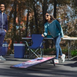 Hernepussipeli-setti MDF-komposiittipuu 920x600 mm taittuva 2 lautaa 8 hernepussia kuljetuslaukku