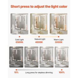 LED-valaistu peilikaappi kylpyhuoneeseen 650x125x650 mm kosketusohjaus huurteenpoisto