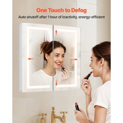 LED-valaistu peilikaappi kylpyhuoneeseen 650x125x650 mm kosketusohjaus huurteenpoisto