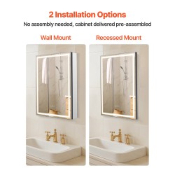 Lääkekaappi valopeilillä 50 x 70 cm LED-valaistus 3 värilämpötilalla