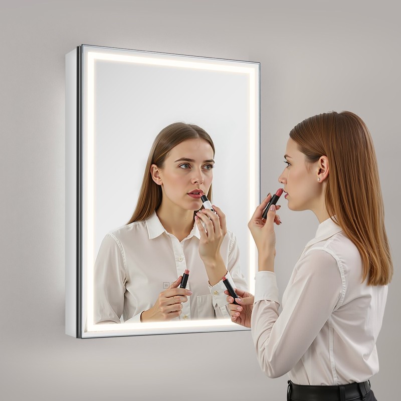 Lääkekaappi valopeilillä 50 x 70 cm LED-valaistus 3 värilämpötilalla