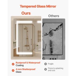 Seinälle asennettava lääkekaappi 100 x 60 cm karkaistulla lasipeilillä himmennettävä kolmivärinen LED-valaistus