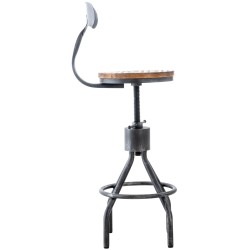 Tyylikäs säädettävä baarijakkara puuistuimella ja metalliselkänojalla