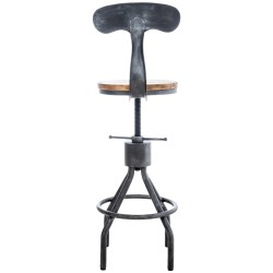 Tyylikäs säädettävä baarijakkara puuistuimella ja metalliselkänojalla