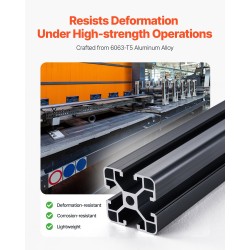 T-uraprofiilit alumiini 6063-T5 40x40 1000 mm 4 kpl musta 3D-tulostimille