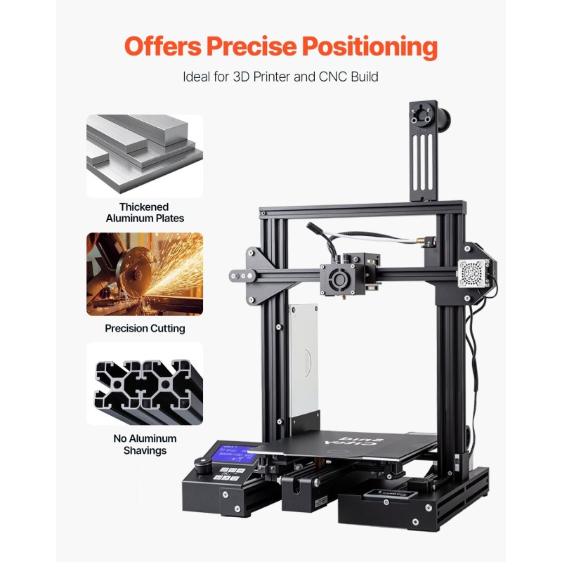 T-uraprofiilit alumiini 6063-T5 40x40 1000 mm 4 kpl musta 3D-tulostimille