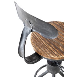 Tyylikäs säädettävä baarijakkara puuistuimella ja metalliselkänojalla