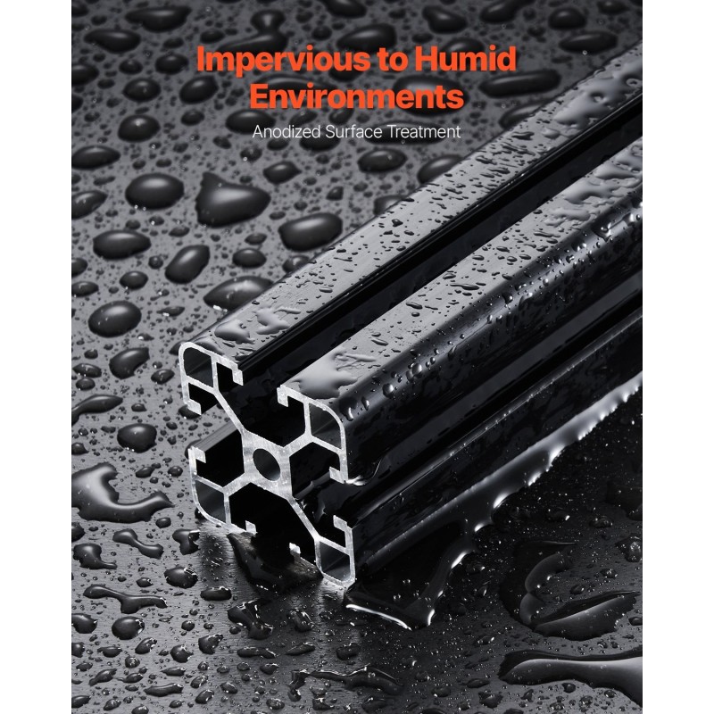 Alumiiniprofiilit T-ura 4040 40x40 mm 600 mm 4 kpl musta anodisoitu
