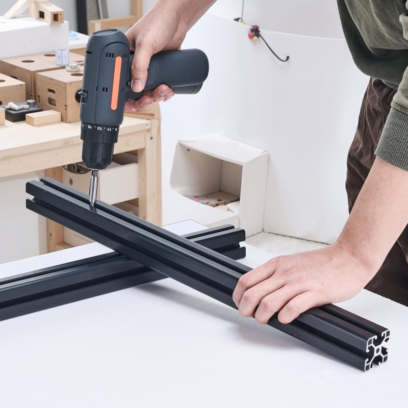 Alumiiniprofiilit T-ura 4040 40x40 mm 600 mm 4 kpl musta anodisoitu