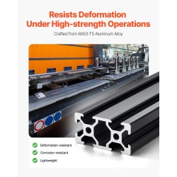 Alumiiniprofiili T-ura 2040 1200x20x40 mm 5 kpl anodisoitu musta