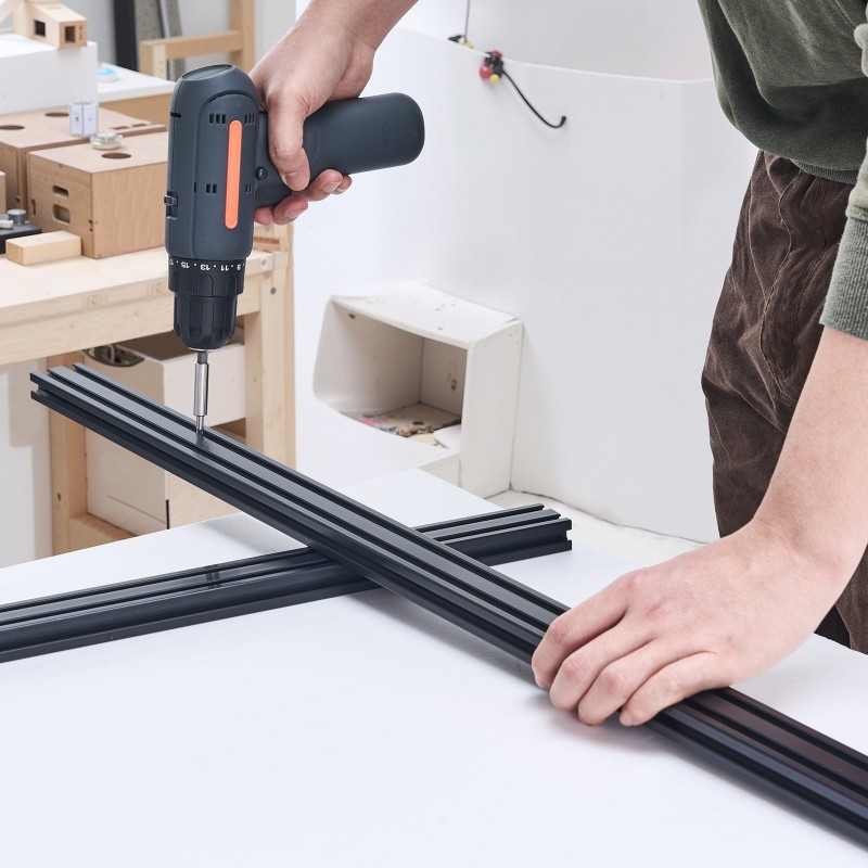 Alumiiniprofiili T-ura 2040 1200x20x40 mm 5 kpl anodisoitu musta