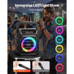 Karaokelaite 20-watin teho 6,5-tuuma kaiutin kaksi langatonta mikrofonia Bluetooth 5.1 ladattava akku