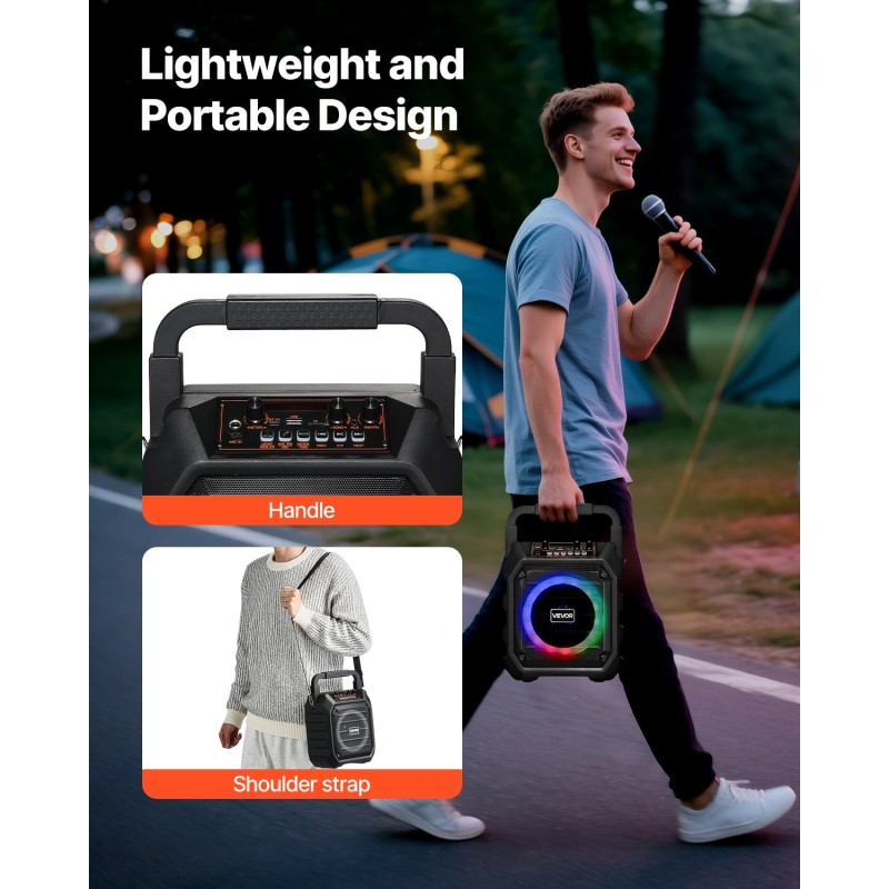 Karaokelaite 20-watin teho 6,5-tuuma kaiutin kaksi langatonta mikrofonia Bluetooth 5.1 ladattava akku