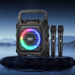 Karaokelaite 20-watin teho 6,5-tuuma kaiutin kaksi langatonta mikrofonia Bluetooth 5.1 ladattava akku