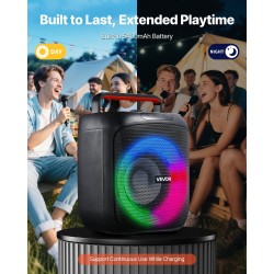 Kannettava karaokelaite 30W 6.5-tuumainen kaiutin 2 langatonta mikrofonia LED-valot ladattava akku