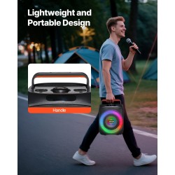 Kannettava karaokelaite 30W 6.5-tuumainen kaiutin 2 langatonta mikrofonia LED-valot ladattava akku