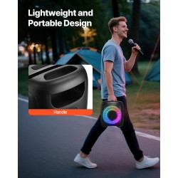 Kannettava karaokekaiutin 15W kaksi langatonta mikrofonia Bluetooth 5.1 TWS LED ladattava akku