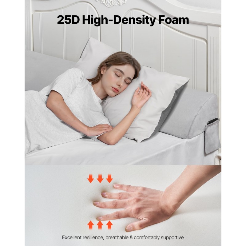 Kiilatyyny sängynpäädyn ja patjan väliin 25D-korkeatiheyksinen vaahtomuovi harmaa sopii 0–178 mm raolle