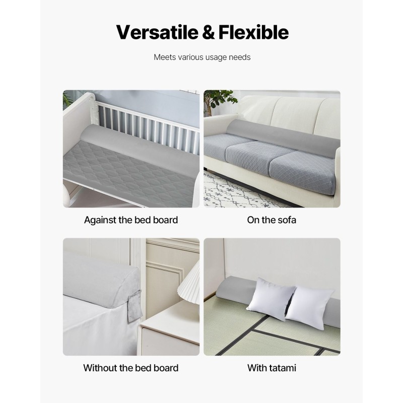 Kiilatyyny sängynpäädyn ja patjan väliin 25D-korkeatiheyksinen vaahtomuovi harmaa sopii 0–178 mm raolle