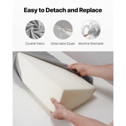 Sängynpäätytyyny 25D-vaahto 1930x200x152 mm harmaa sivutaskulla liukumaton pohja