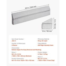 Kiilatyyny sängynpään raon täyttöön 25D-vaahto 2 kpl harmaa