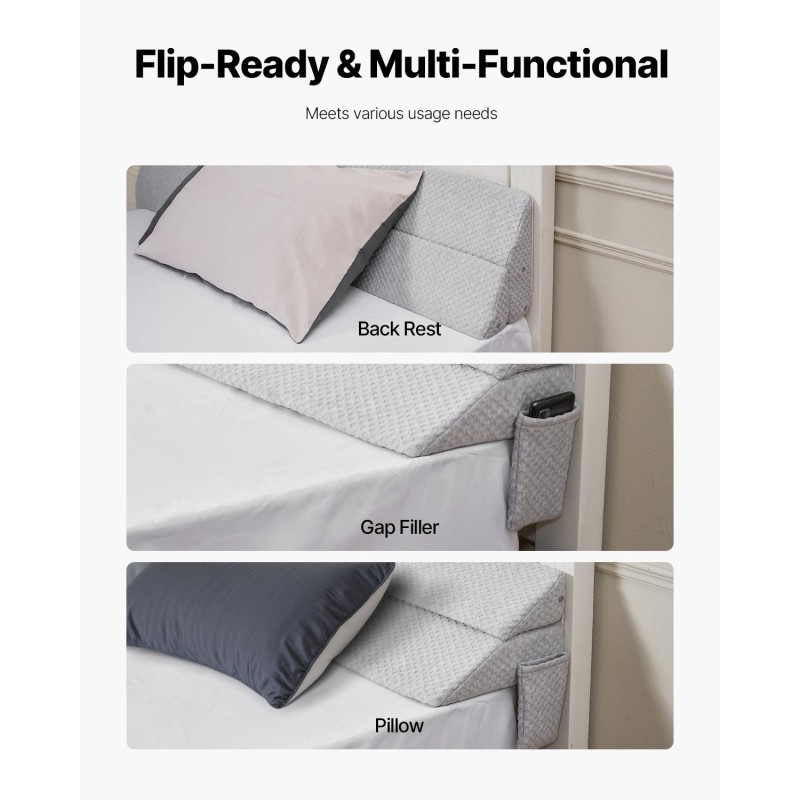 Sängynraon täyttötyyny 25D korkeatiheyksinen vaahto 0–178 mm rakoihin irrotettavalla päällisellä ja sivutaskulla