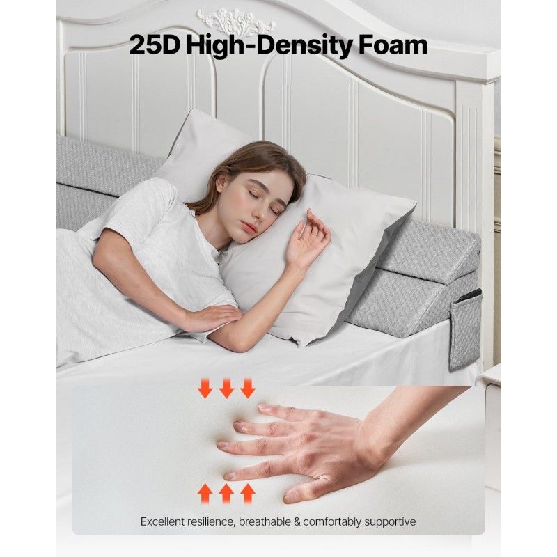 Sängyn raon täyttötyyny 25D korkeatiheyksinen vaahto 0–178 mm 2 kpl harmaa liukuestopohjalla