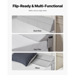 Sängyn raon täyttötyyny 25D korkeatiheyksinen vaahto 0–178 mm 2 kpl harmaa liukuestopohjalla