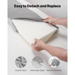 Sängyn raon täyttötyyny 25D korkeatiheyksinen vaahto 0–178 mm 2 kpl harmaa liukuestopohjalla