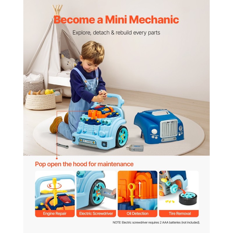 Interaktiivinen moottorilelu kuorma-auton korjaussetti 60 osaa PP ABS sininen