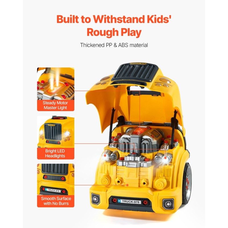 Kuorma-auton moottorilelu irrotettavat osat 60 osaa keltainen polypropeeni- ja ABS-muovia