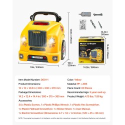 Kuorma-auton moottorilelu irrotettavat osat 60 osaa keltainen polypropeeni- ja ABS-muovia