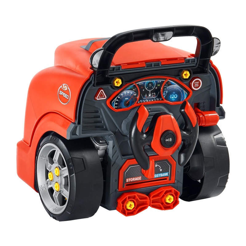 Kuorma-auton interaktiivinen moottorilelusetti 60 osaa muovia punainen 3 vuotta täyttäneille