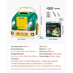 Kuorma-auton moottorilelu PP- ja ABS-muovia 60 osaa sähköisellä ruuvimeisselillä 3-vuotiaille