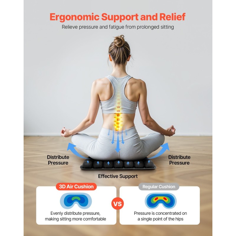 Ilmatäytteinen istuintyyny Lycra-päällisellä ja TPU-rakenteella 56 ilmakennolla käsipumpulla