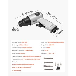 Paineilmakinuskivasara 40 mm iskunpituus 4500 iskua minuutissa mukana 4 meisseliä 120 mm