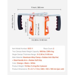 Paneelikantolaite metallinen 2 kpl alumiiniseospuristin 299.4 kg 0–60 mm levyjen siirtoon